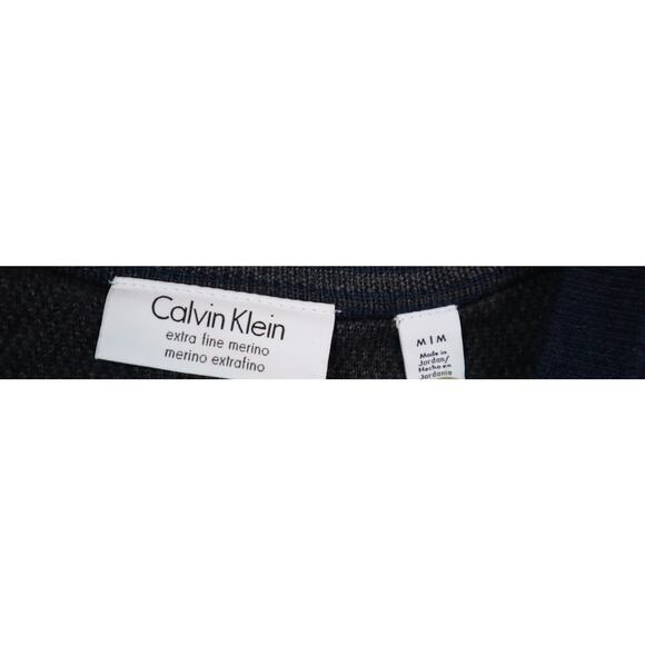 Calvin Klein Dark Navy Blue Extra Fine Merino Wool Sweater Mens Medium V Neck - Picture 3 of 5